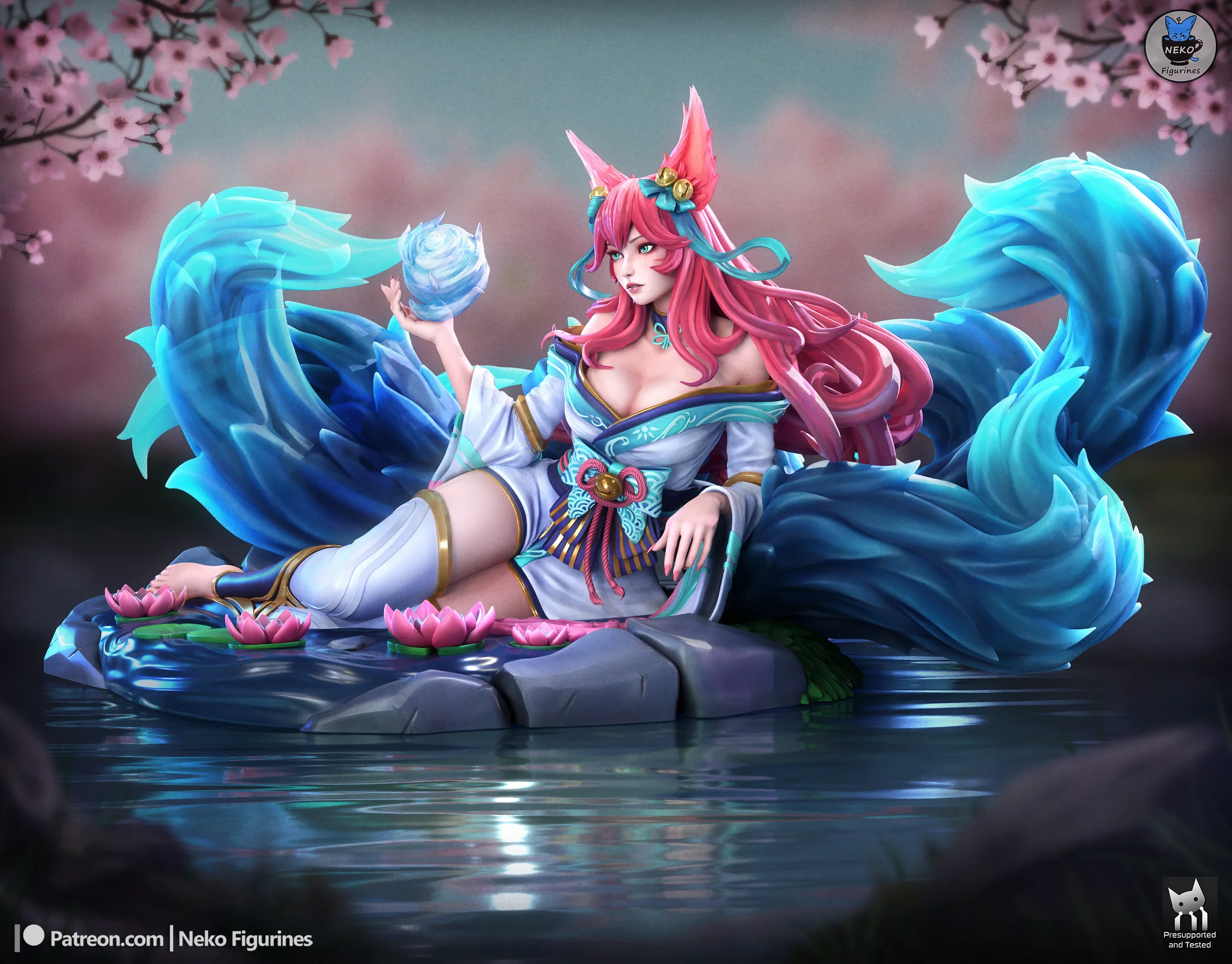 Spirit Blossom Fox Statue - Image 6