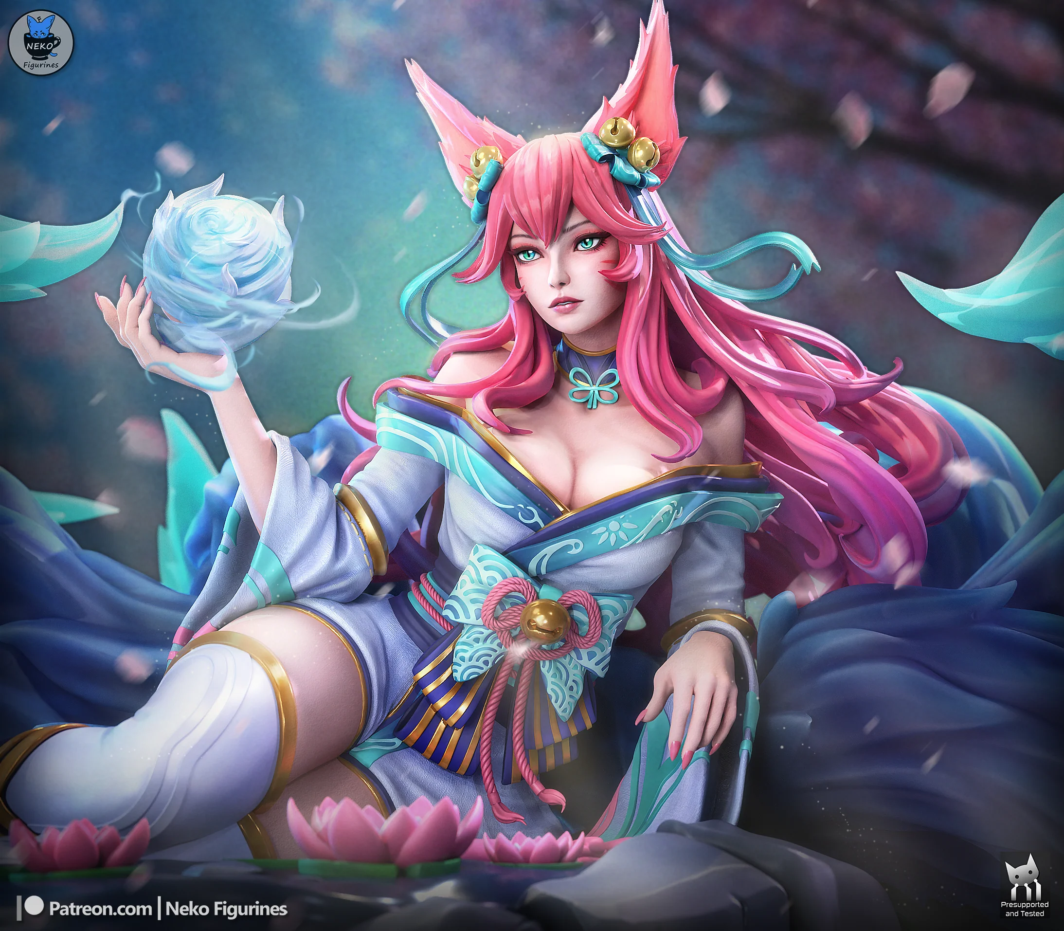 Spirit Blossom Fox Statue - Image 8